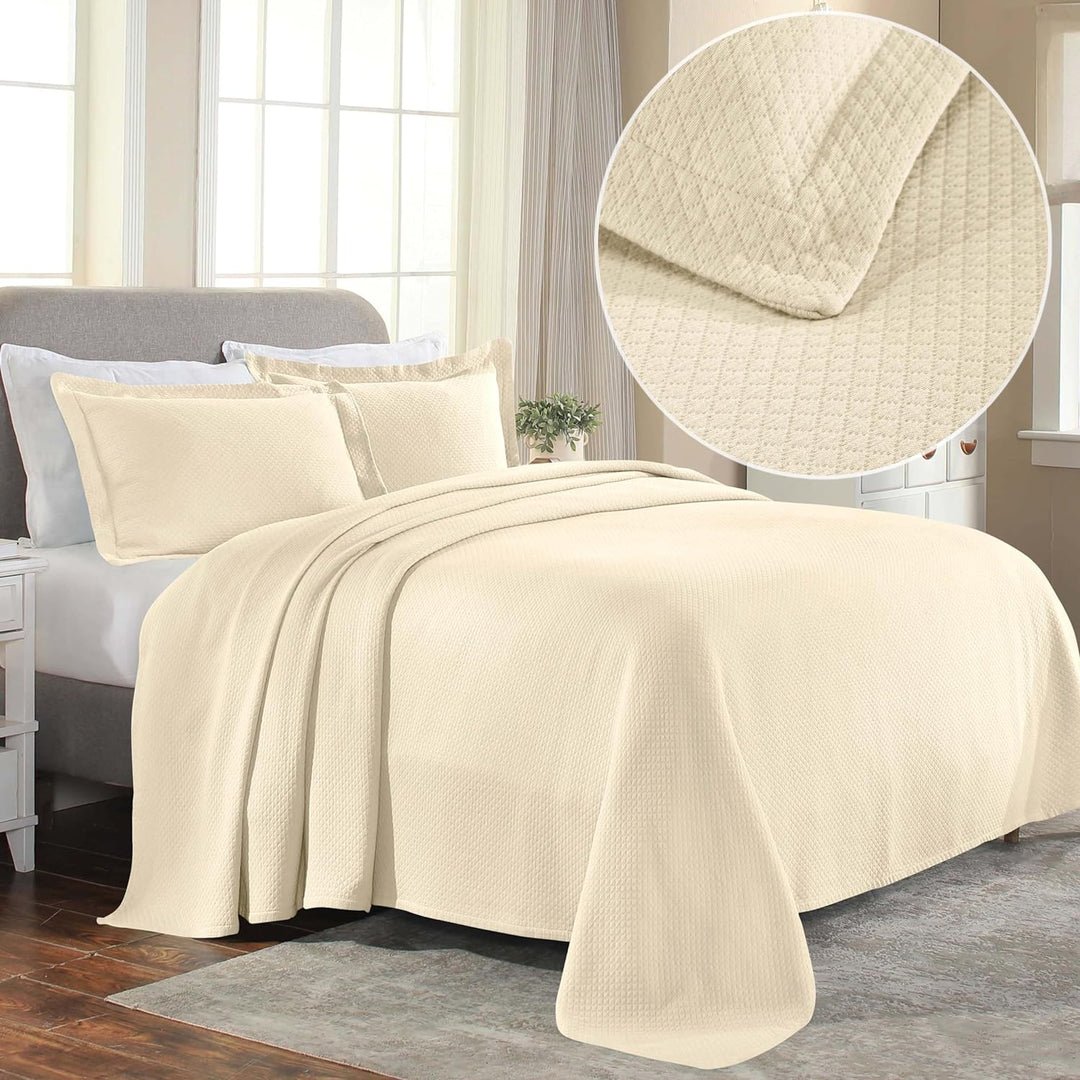 SUPERIOR Tagesdecke und Kissenbezüge aus Baumwolle – Jacquard-Matelassee-Decke, Baumwolldecke, elfen