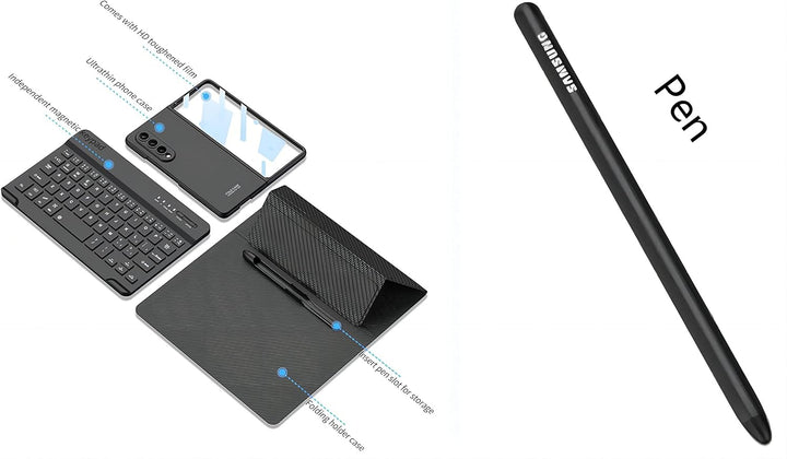 Custodia Magnetic Klapphüllen Ständer Folio Hülle,Keyboard,Pen Slot,Glasfolie Pen Case Kompatibel fü