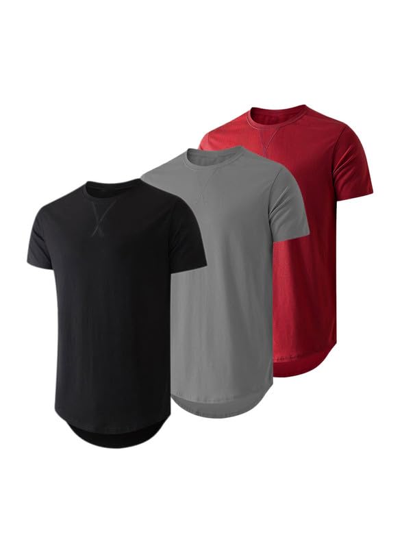 JMIERR 3 Pack T Shirt Herren Sommer Basic Einfarbig T-Shirt Baumwolle Slim Fit Hemd Kurzarm Sportwea
