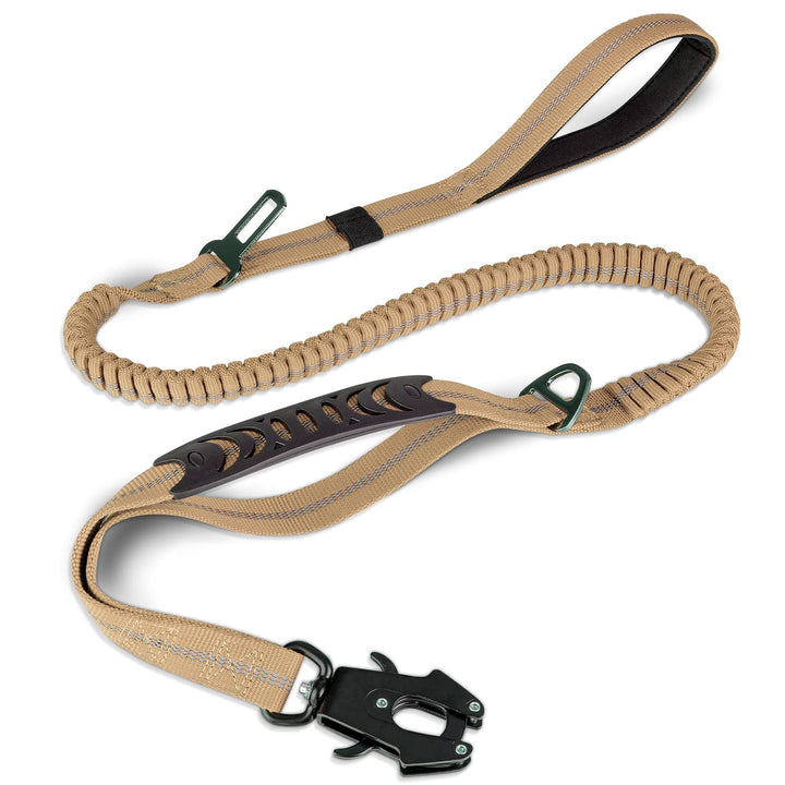 Joytale Taktische Hundeleine, 1.2m-1.8m Bungee Hundeleine mit 2 Gepolsterten Griffen, Autosicherheit