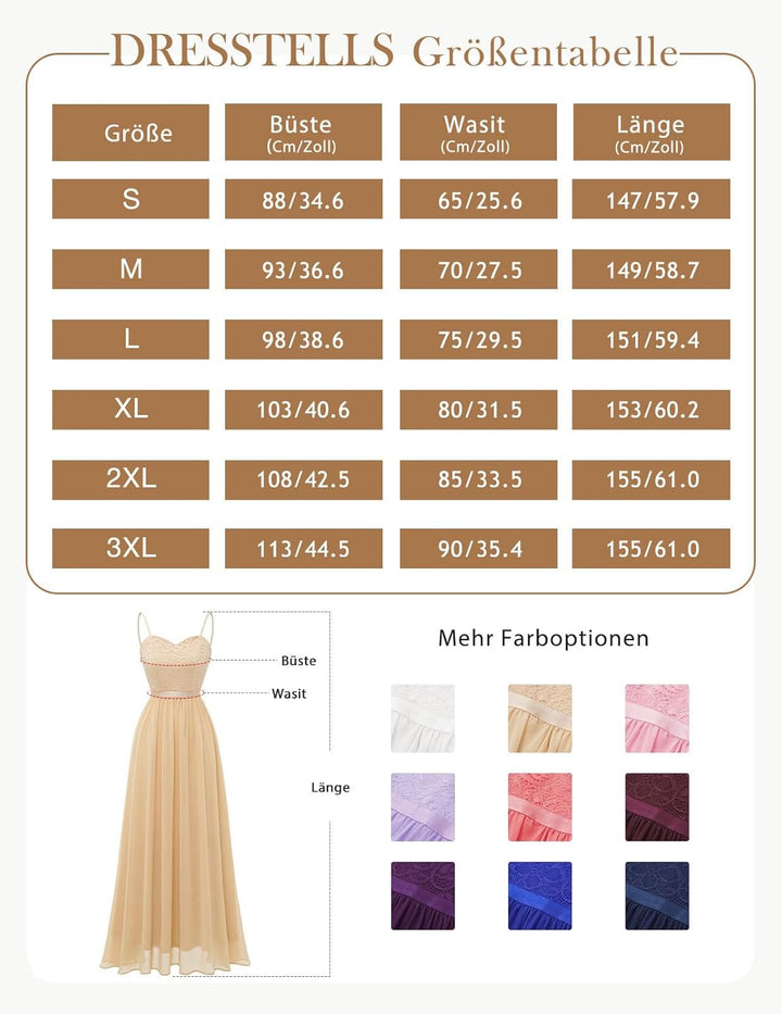 DRESSTELLS Abendkleider Elegant für Hochzeit Festlich Ballkleid Damen Lang Brautkleid Standesamt Bra