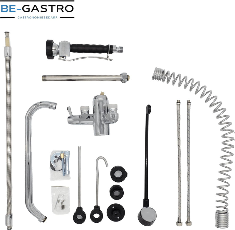 BE-GASTRO® I Profi Gastro Geschirrbrause „Premium“ inkl. Wasserhahn, Mischbatterie & ergonomischem L