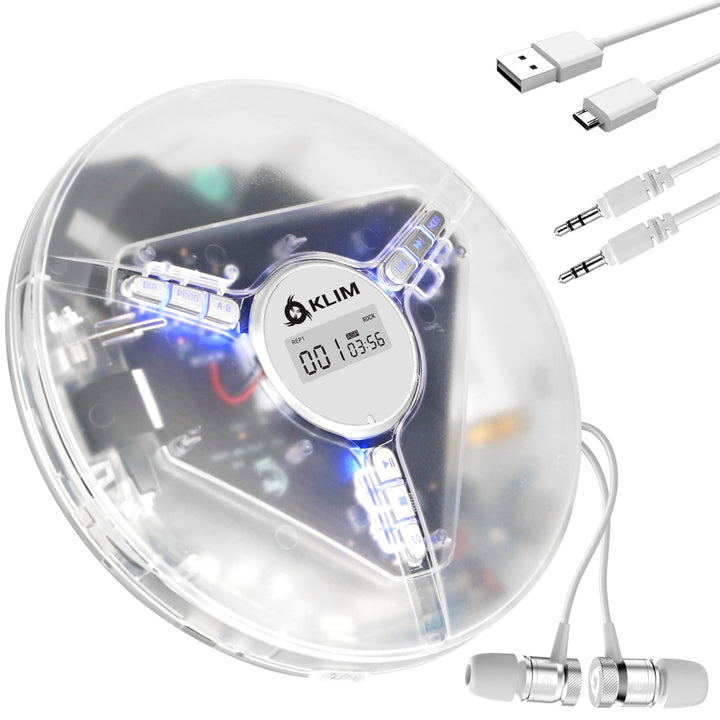 KLIM Discman mit Kopfhörer - Tragbarer CD-Player mit Kopfhörer - mit eingebautem Akku - NEU 2024 - K