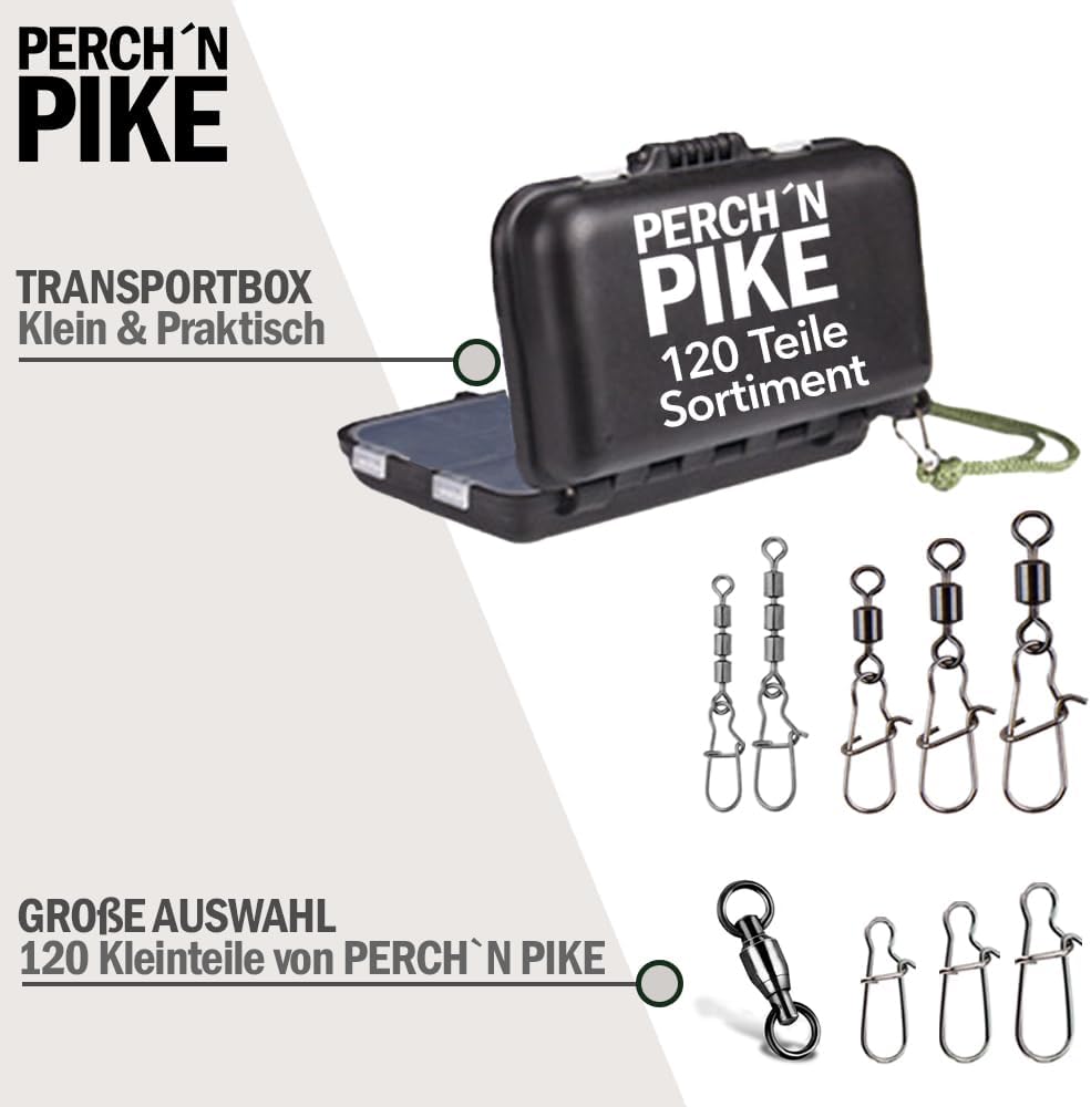Angelzubehör Box mit Angelwirbel, Dreifachwirbel, Snaps und Kugellagerwirbel, Angelwirbelset zum Spi
