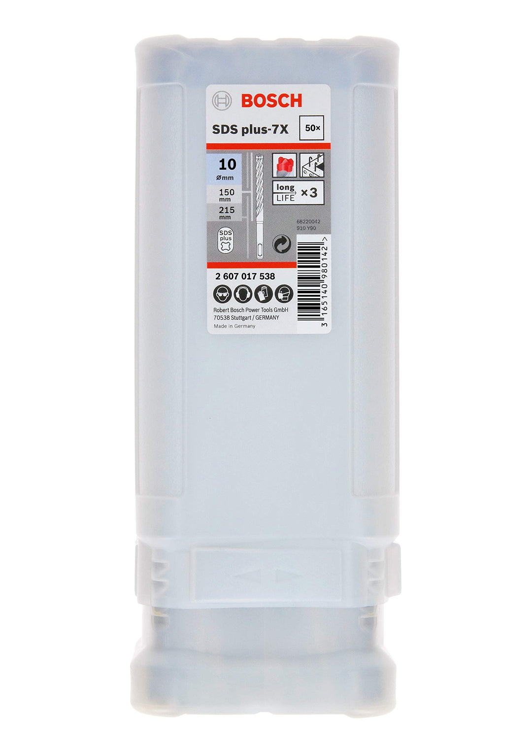 Bosch Professional 50 Stück Hammerbohrer SDS plus-7X (für Beton und Mauerwerk, 10 x 100 x 165 mm, Zu