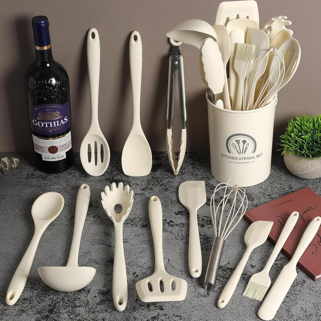 43 Stück Silikon Küchenhelfer Set, Kochutensilien Kochbesteck Set, Hitzebeständiger Kochgeschirr mit