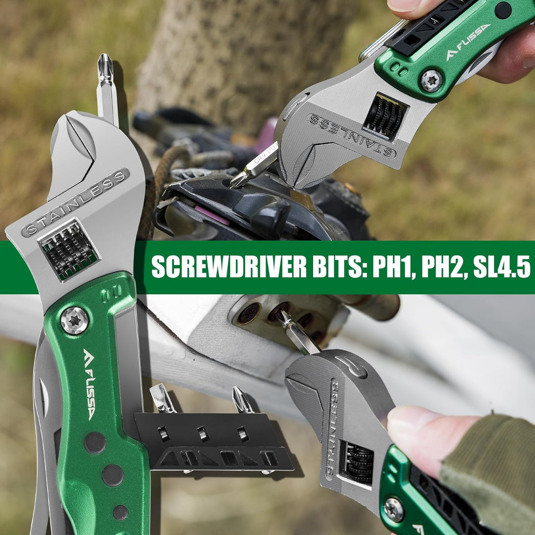 FLISSA 13 in 1 Multitool Schraubenschlüssel, Verstellbarer Multifunktionsschlüssel mit Messer, Campi
