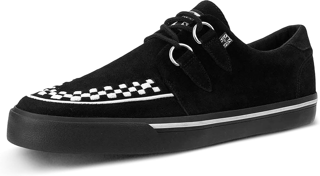 T.U.K. Shoes Herren und Damen Leder D Ring Sneaker Schwarz Weiss Wildleder EU39