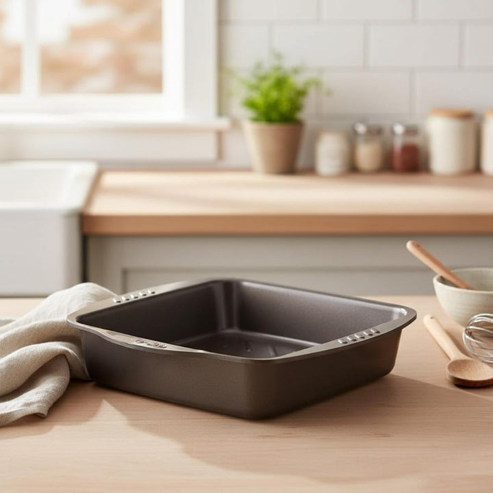 Pyrex asimetriA Bräter aus Metall, leicht zu greifen, quadratisch, 24 x 24 cm, Braun Quadratisch 24x