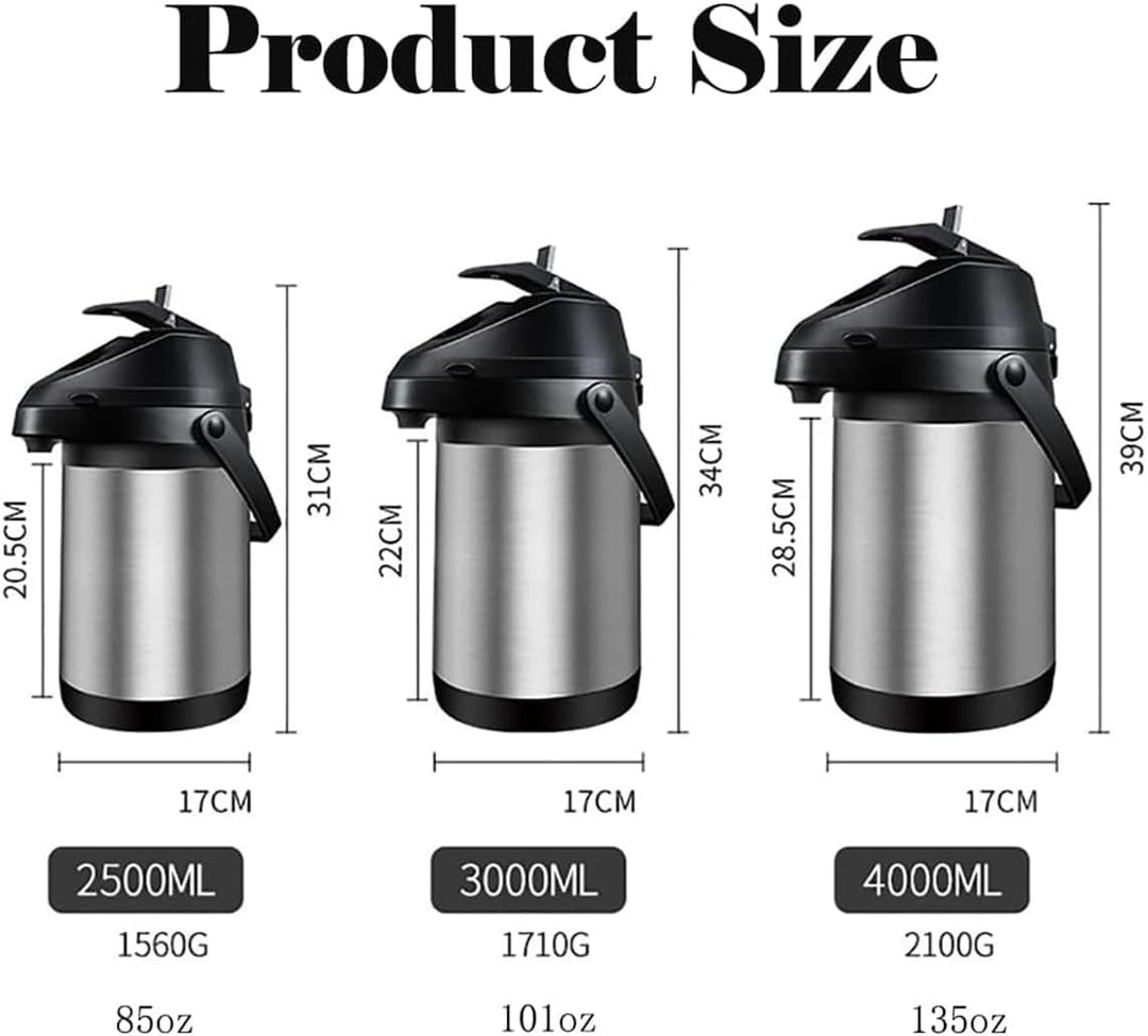 4L Pumpkanne Thermoskanne Isolierflasche mit Pumpe,Pump-Kaffeekanne mit Tragebügel,Pumpkanne aus pol