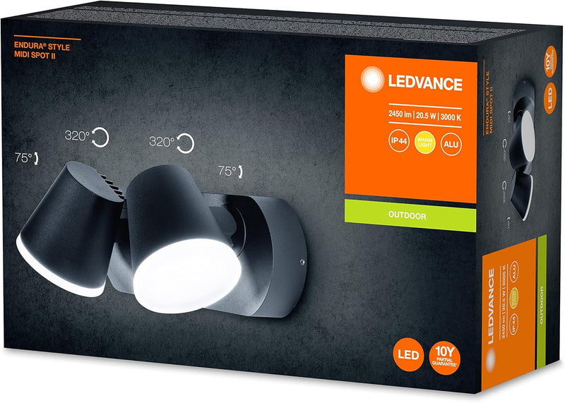 Ledvance LED Wand- und Deckenleuchte, Leuchte für Aussenanwendungen, Warmweiss, Endura Style Midi Sp