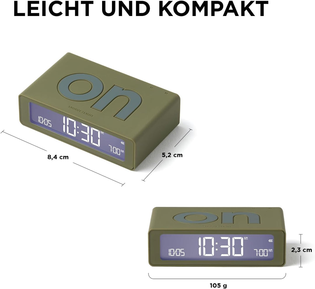 Lexon Flip Mini Reisewecker, digitaler LED-Wecker mit On/Off-Funktion, Einstellbarer Helligkeit, wie
