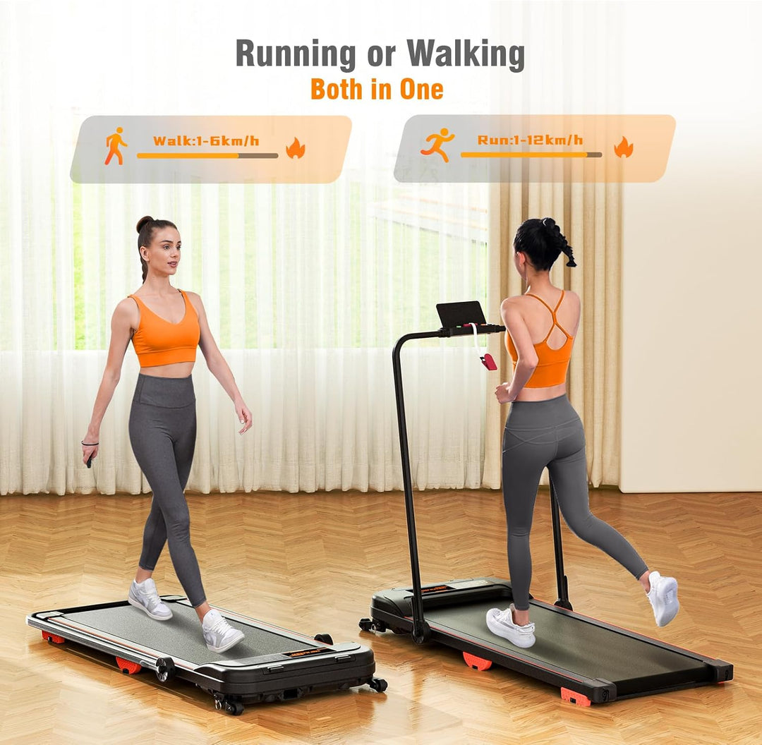 Laufband für Zuhause mit Neigung, Klappbares Elektrisches Laufband bis 12 km/h, 2.5HP Walking Machin