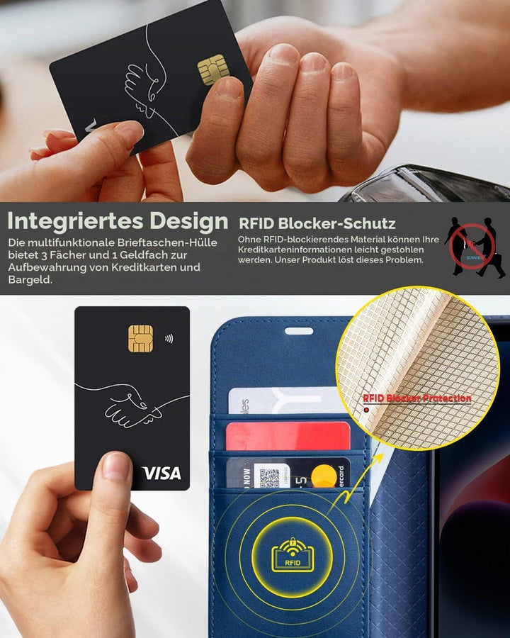 OCASE iPhone 14 Hülle Handyhülle [Premium PU Leder] [Kartenfach] [Magnetverschluss] RFID Schutzhülle