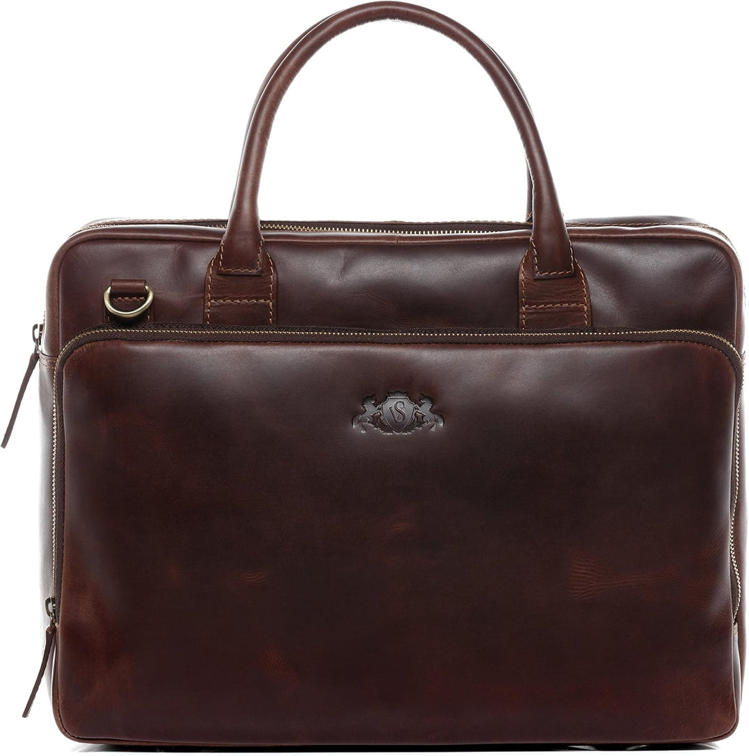 SID &amp; VAIN grosse Laptoptasche echt Leder - 15.4 Zoll Laptop Business-Tasche RYAN XL - Umhängetasche