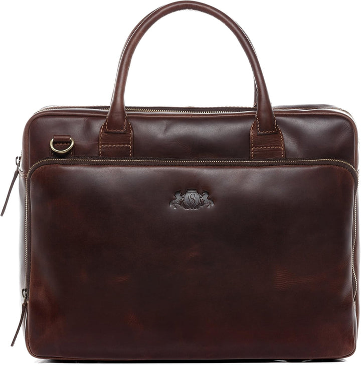 SID &amp; VAIN grosse Laptoptasche echt Leder - 15.4 Zoll Laptop Business-Tasche RYAN XL - Umhängetasche