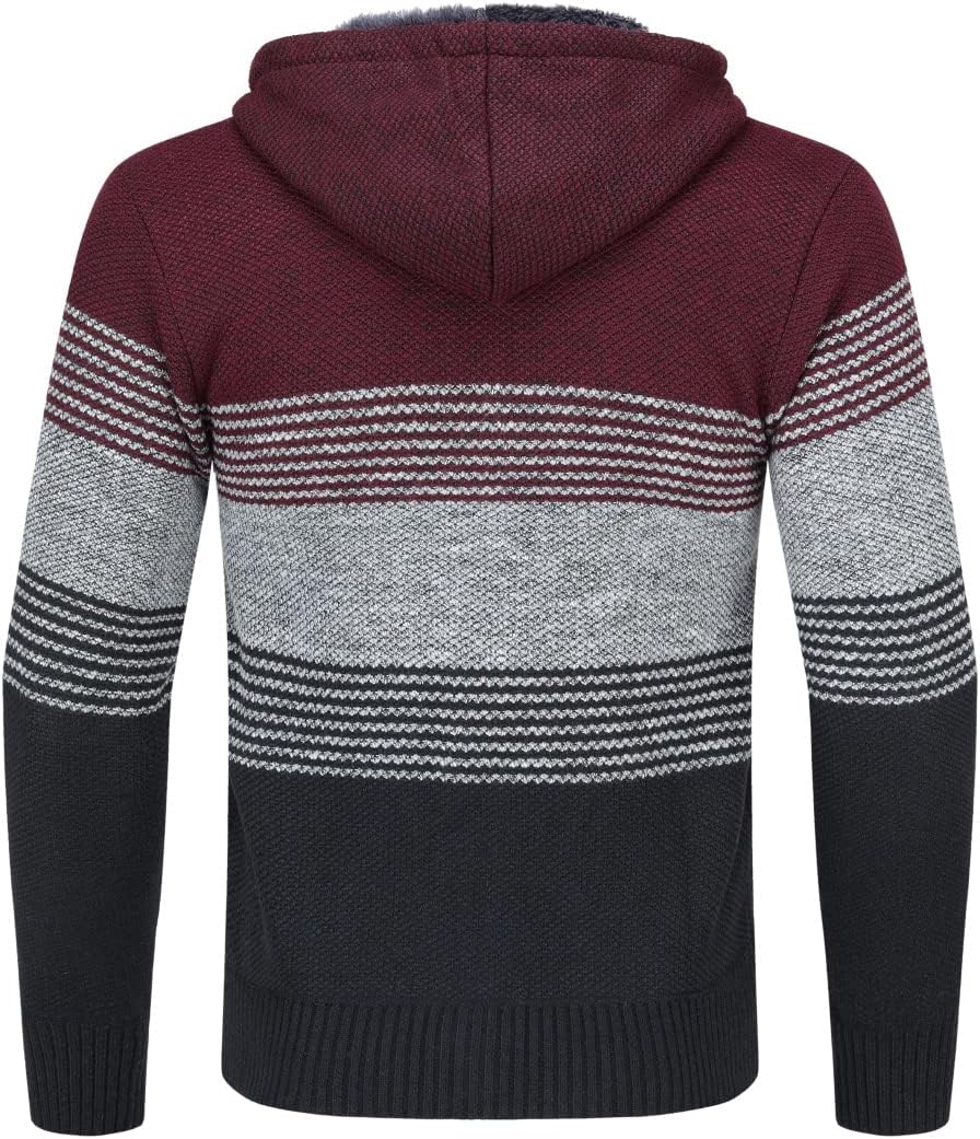 Sliktaa Strickjacke mit Kapuze für Herren Cardigan Winter Frühling Outdoor Baumwolle Jacke Pullover