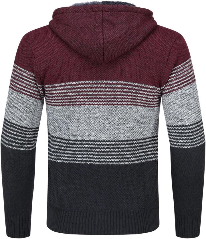 Sliktaa Strickjacke mit Kapuze für Herren Cardigan Winter Frühling Outdoor Baumwolle Jacke Pullover