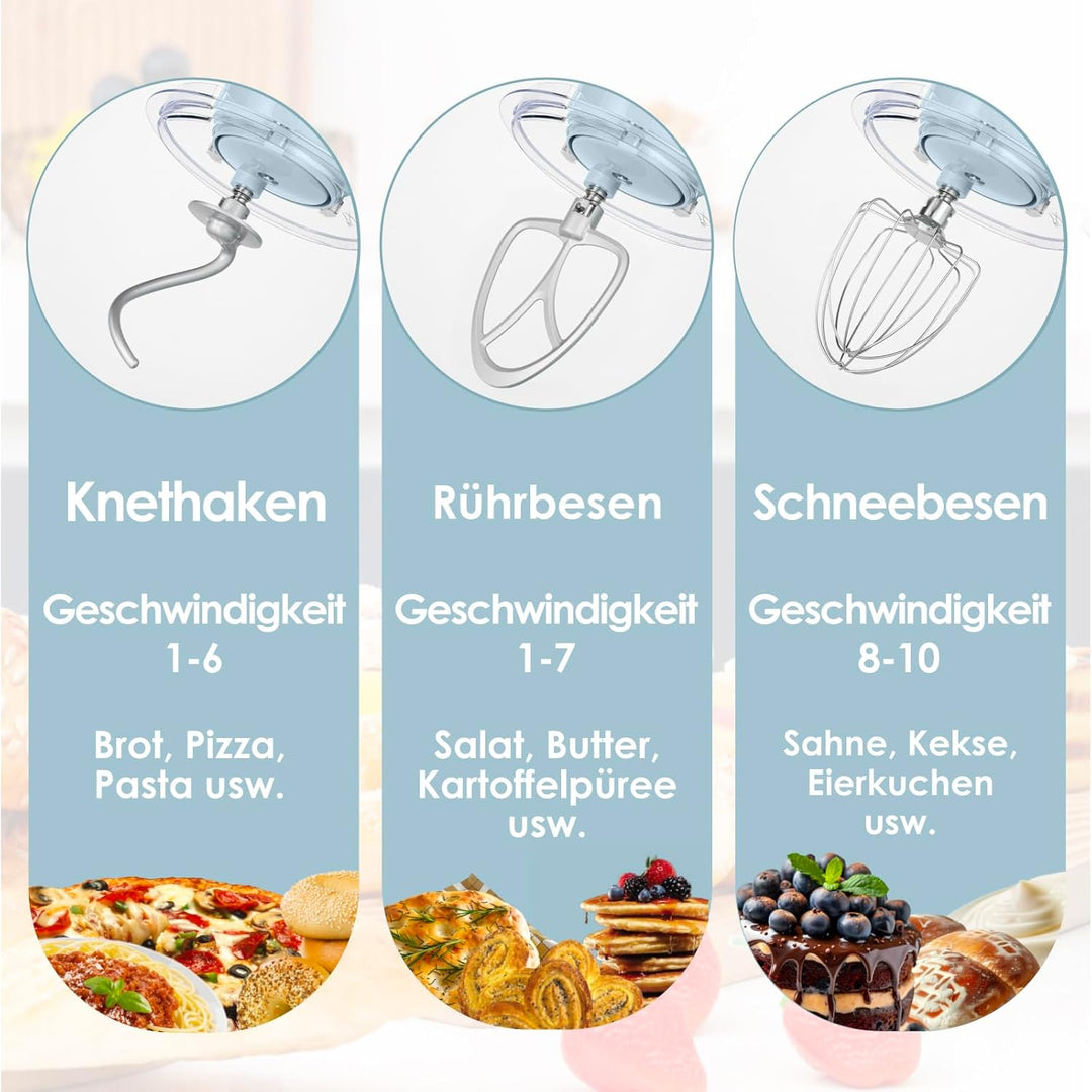 Fab-Serie 6L Küchenmaschine von Kitchen in the box, leistungsstarke Rührmaschine mit 1300W, 10 Gesch