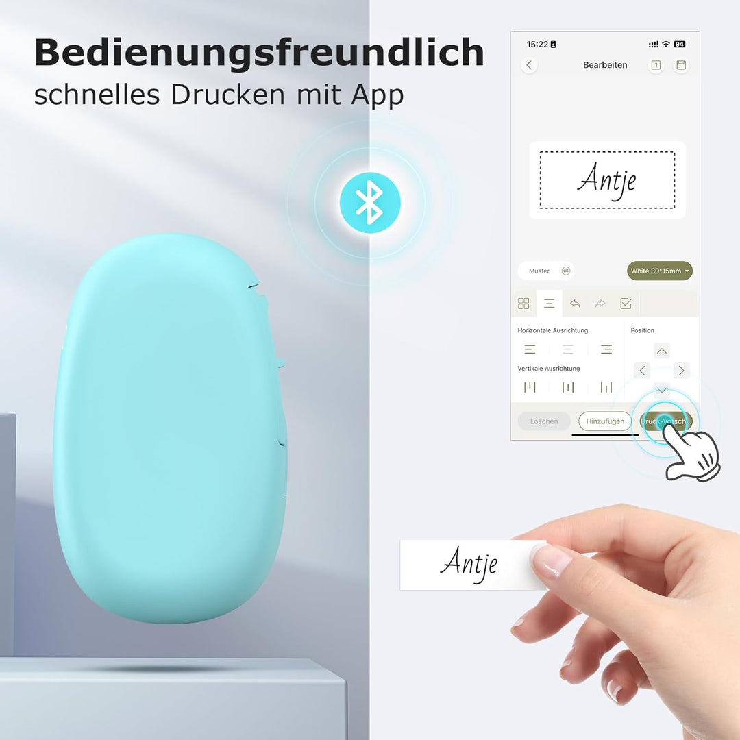 SUPVAN Etikettendrucker, Mini Bluetooth E10 Selbstklebendes Etikettiergerät - Tragbarer Labeldrucker