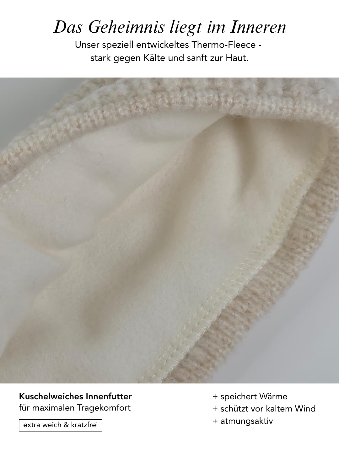 Baesics Stirnband Creme für Damen & Herren – warme & elastische Unisex Ohrenwärmer mit Fleecefutter