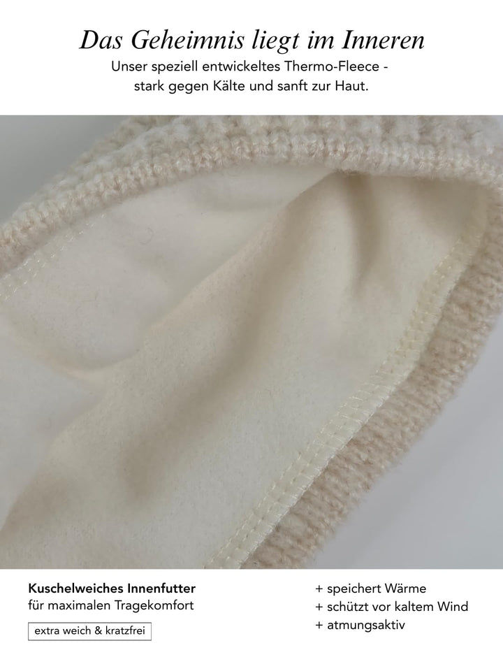 Baesics Stirnband Creme für Damen & Herren – warme & elastische Unisex Ohrenwärmer mit Fleecefutter
