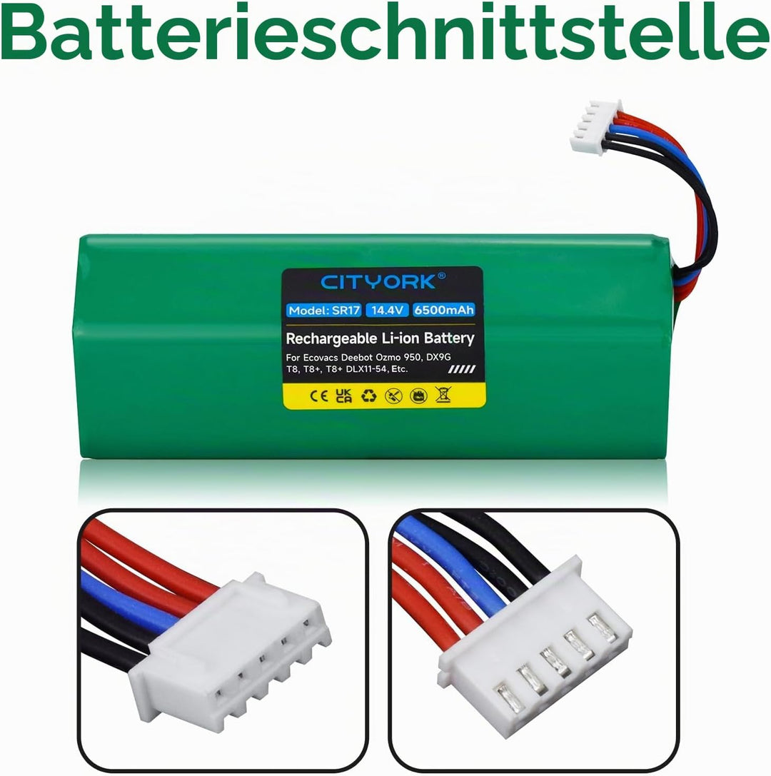 CITYORK Li-ion 6500mAh Ersatz Akku für Yeedi Vac 2 pro/Vac 2/Vac max, Akku für Ecovacs Deebot Ozmo 9