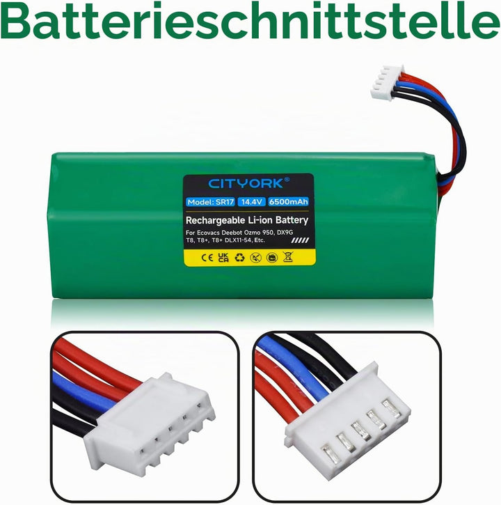CITYORK Li-ion 6500mAh Ersatz Akku für Yeedi Vac 2 pro/Vac 2/Vac max, Akku für Ecovacs Deebot Ozmo 9