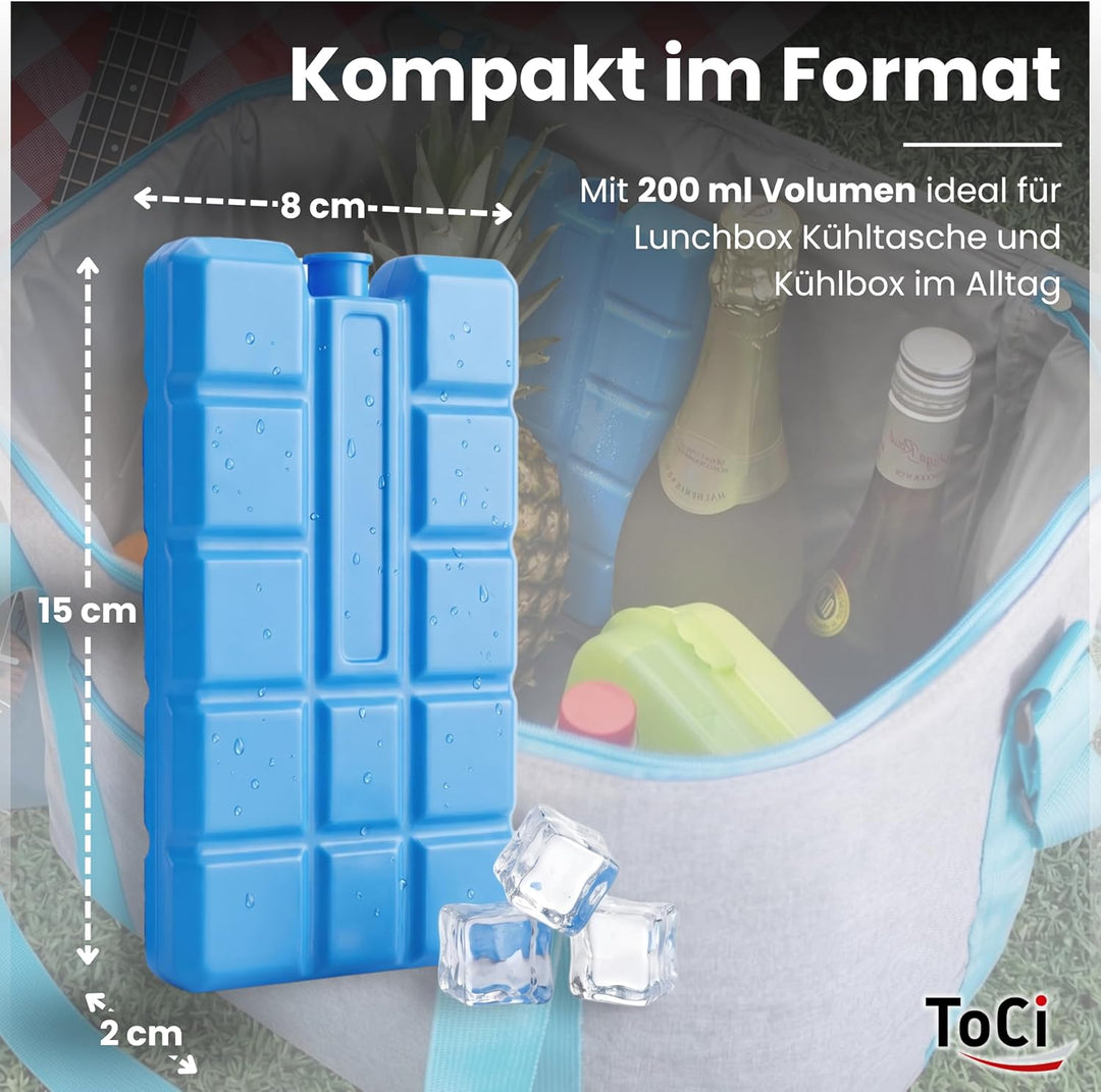 ToCi 2/4/6/8/12/16er Set Kühlakkus mit je 200ml | 2-16 Blaue Kühlelemente für die Kühltasche oder Kü