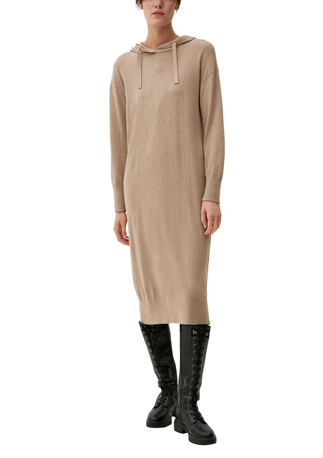 s.Oliver Damen Strickkleid mit Kapuze 38 Beige, 38 Beige