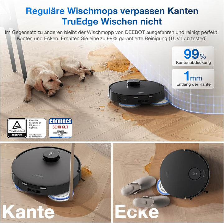 ECOVACS DEEBOT T30 Omni Saugroboter mit Wischfunktion, Mini Station Staubsauger Roboter, 11.000 PA S