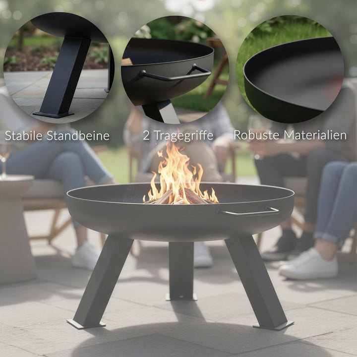 Lehmann LGAFP-6008 Feuerschalen für den Garten | Feuerstelle Lagerfeuer Stahl Ø 60 cm | Feuerkorb fü