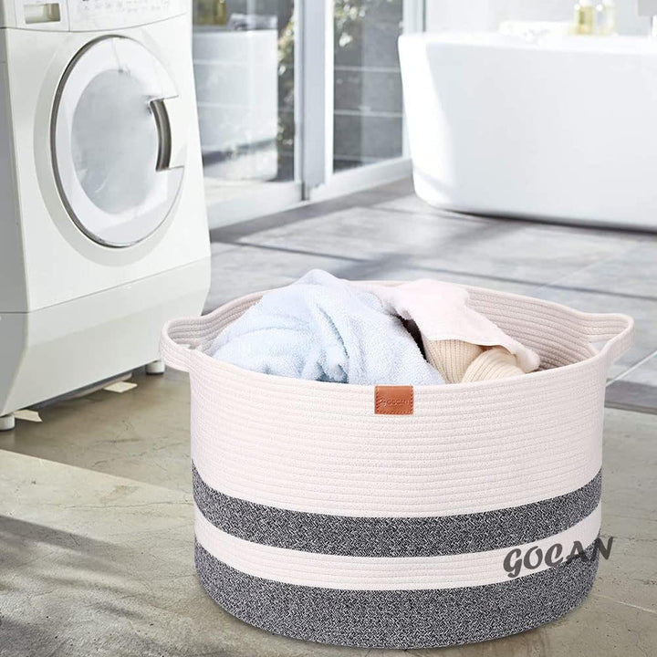 GOCAN XXXL korb aufbewahrung gross wäschekorb D55XH35cm wäschesammler aufbewahrungskorb für Decken K