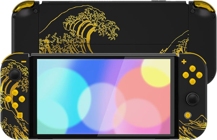 eXtremeRate Full Hülle für nintendo Switch OLED, DIY-Ersatz Konsole case & Kickstand, NS Joycon Gehä