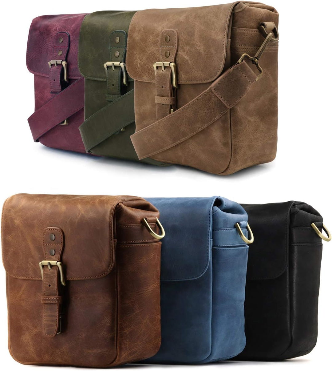 MegaGear MG1702 Torres Mini Kameratasche - Kuriertasche aus echtem Leder für Spiegellose, Sofortbild