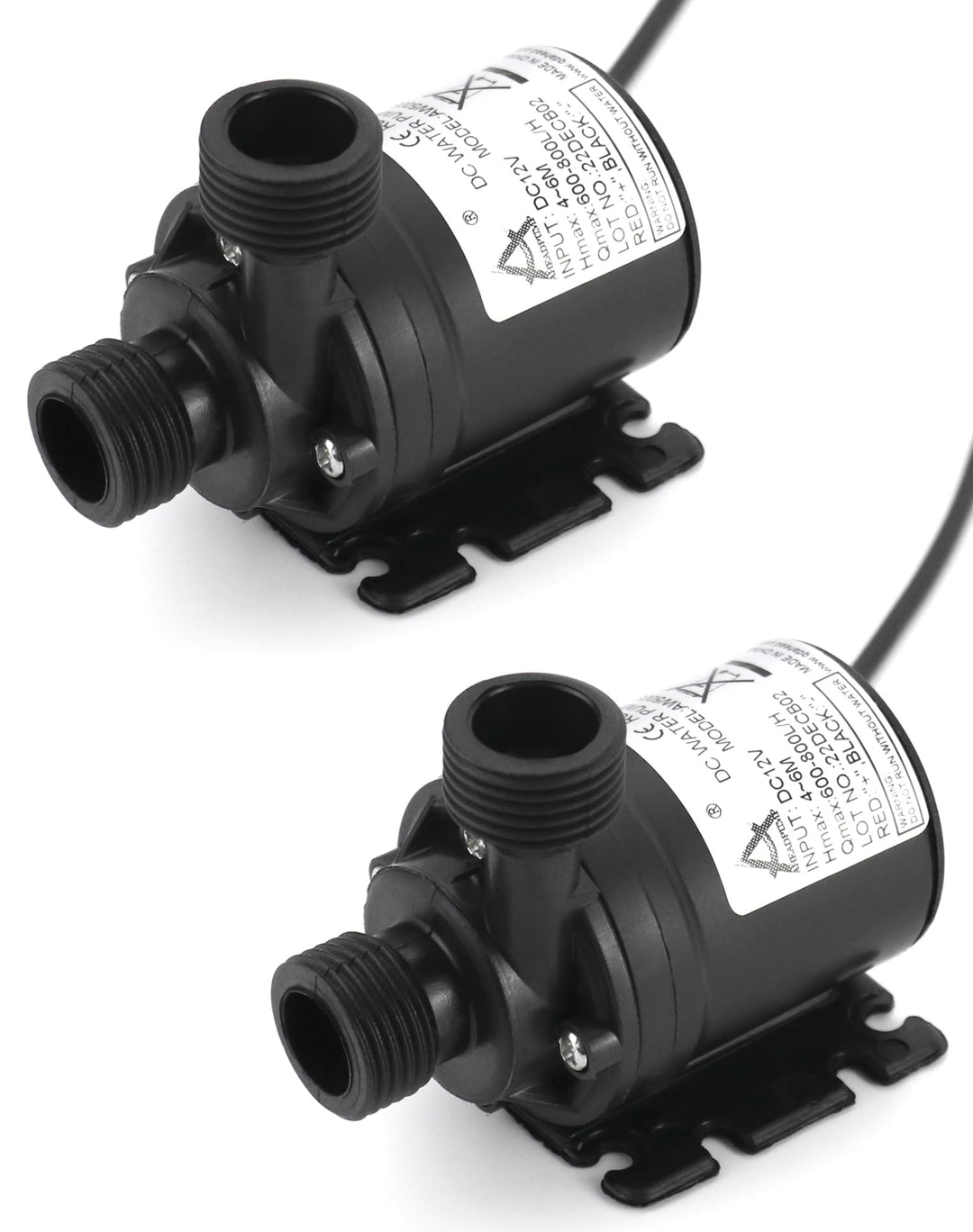 QWORK® 2 Stücke DC 12V Wasserpumpe 800L / H 5M, Brushless Tauchwasserpumpe, für Brunnenpool Solaruml