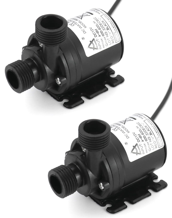 QWORK® 2 Stücke DC 12V Wasserpumpe 800L / H 5M, Brushless Tauchwasserpumpe, für Brunnenpool Solaruml