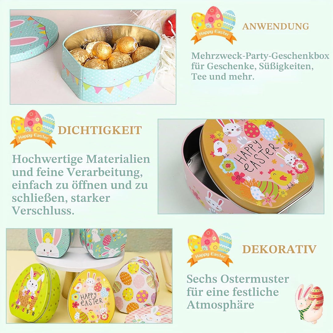 Osterhasen-Keksdosen*6pcs, Ostern Keksdose Gebäckdose mit Deckel, Hase Ostereier Geschenkdose, Oster