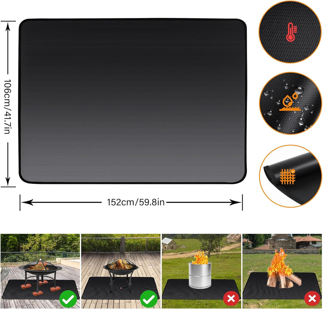 ROCKY&CHAO Feuerfeste Unterlage 152 * 107cm Feuerschutzmatte 3 Schicht Feuerresistent Grillmatte, Gl
