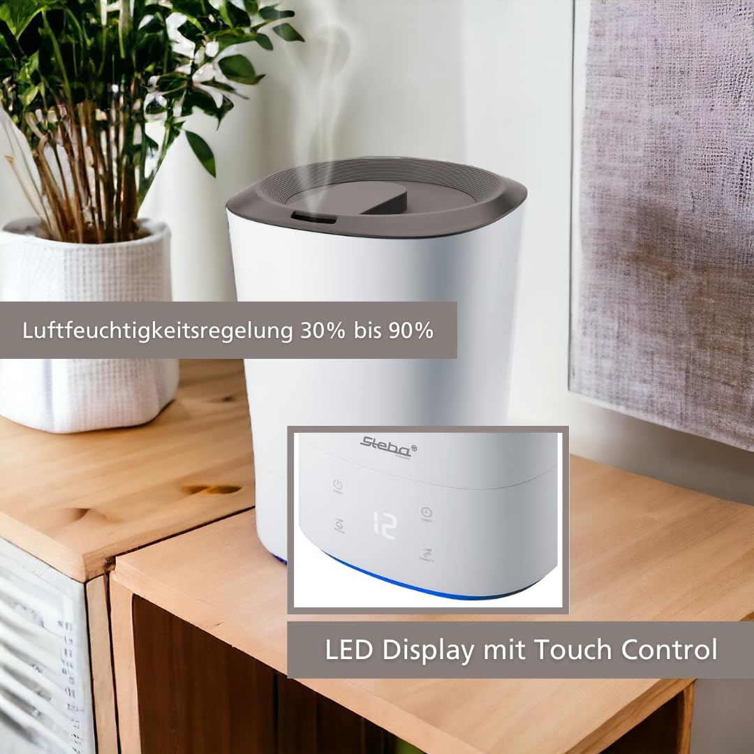 Steba Luftbefeuchter, Luftfeuchtigkeitsregelung 30% bis 90%, Wassertank 5,5 Liter, für Raumgrössen b