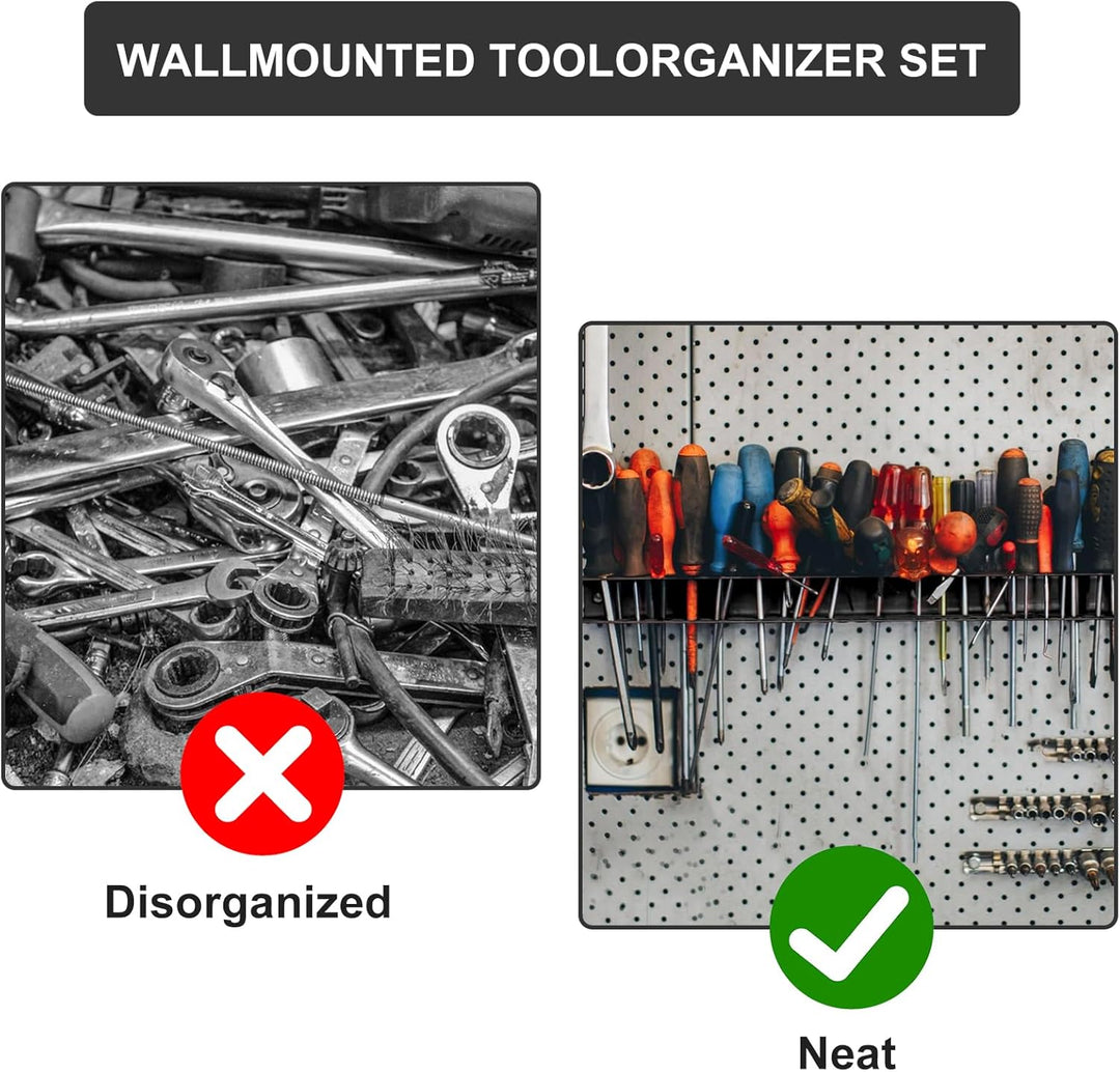 ROSYLEVE Wandmontierter Werkzeug-Organizer 40cm Wandmontierter Werkzeughalter Metall Werkzeuglagerre