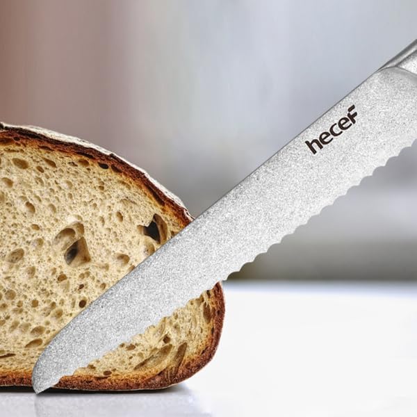 hecef 5 Teilig Scharfe Messer Set con Reisetasche, Küchenmesser Set Edelstahl - Ein Stück Geschmiede