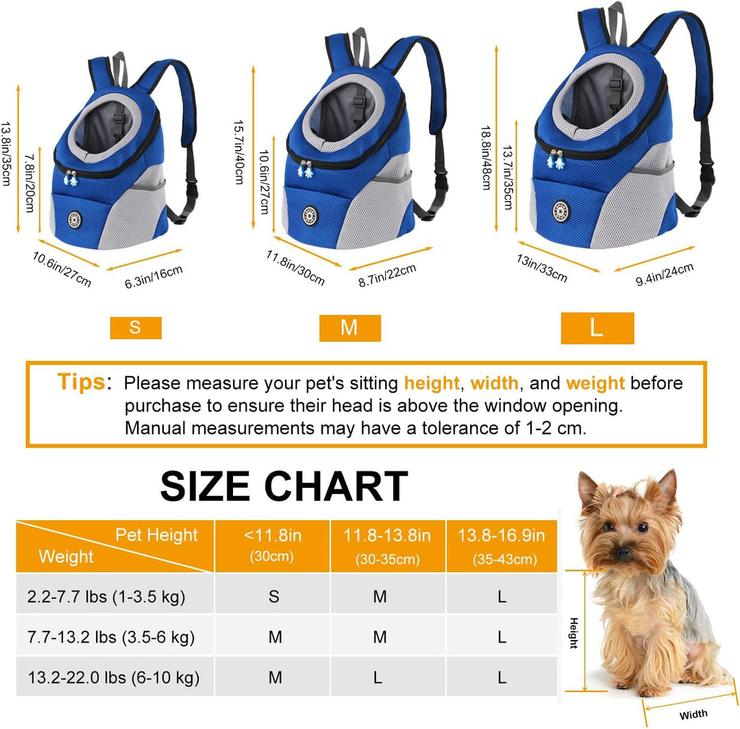 Hundetrage-Rucksack Welpentasche Kleine Haustier-Fronttasche mit Atmungsaktivem, Head-Out-Design, Wa