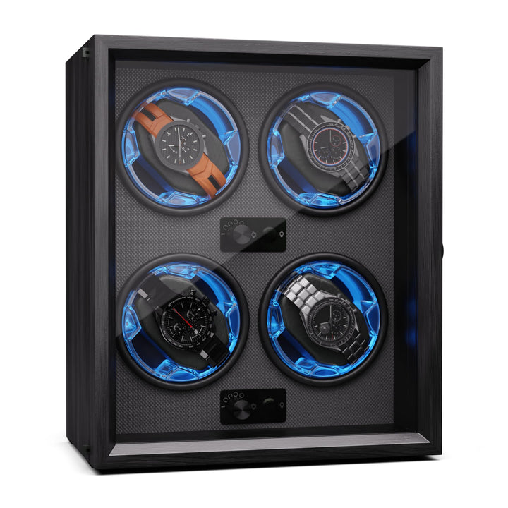 Klarstein Uhrenbeweger für Automatikuhren, Automatik-Uhrenbeweger für 4 Uhren mit Acryl-Tür, Automat