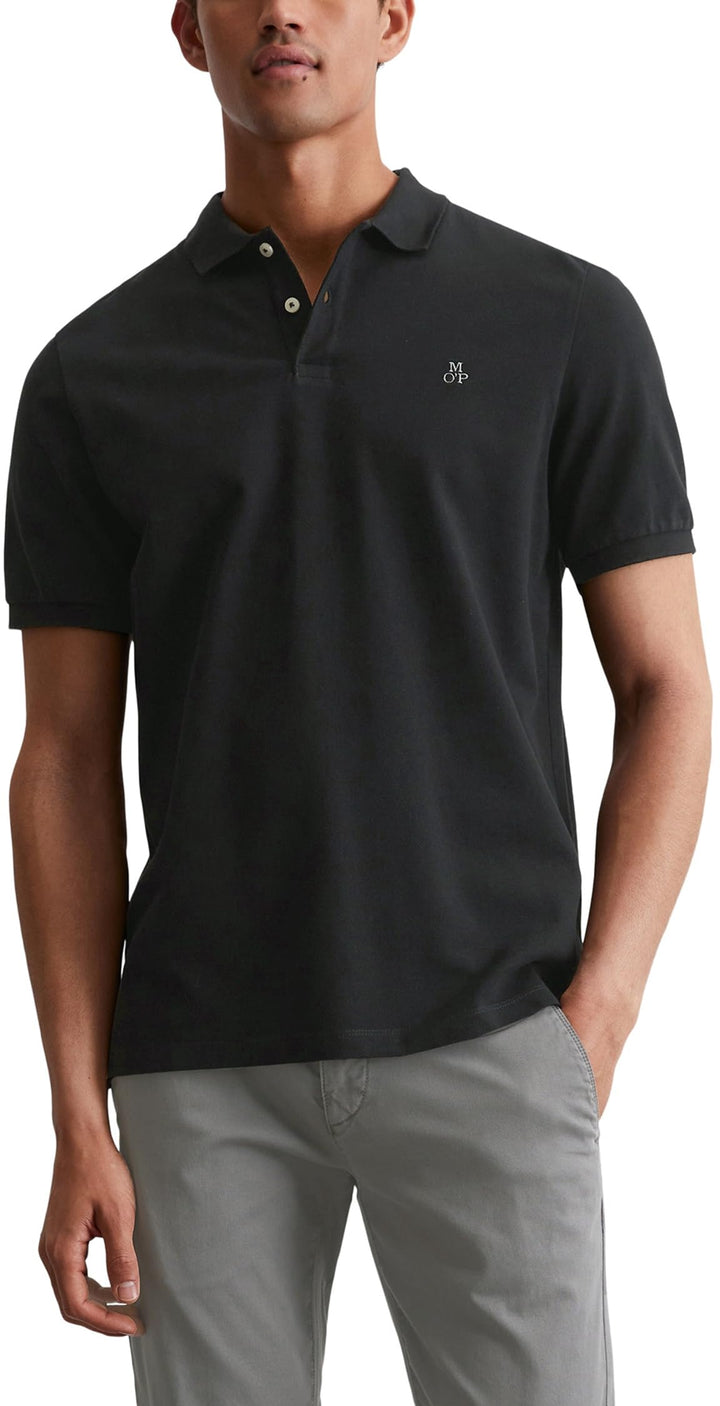 MARC O’POLO CASUAL Polo – Herren Poloshirt – klassisches Polohemd aus Bio-Baumwolle S Schwarz, S Sch