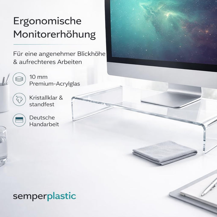semper plastic Acrylglas Monitorständer transparent aus deutscher Herstellung - Exklusive Monitorerh