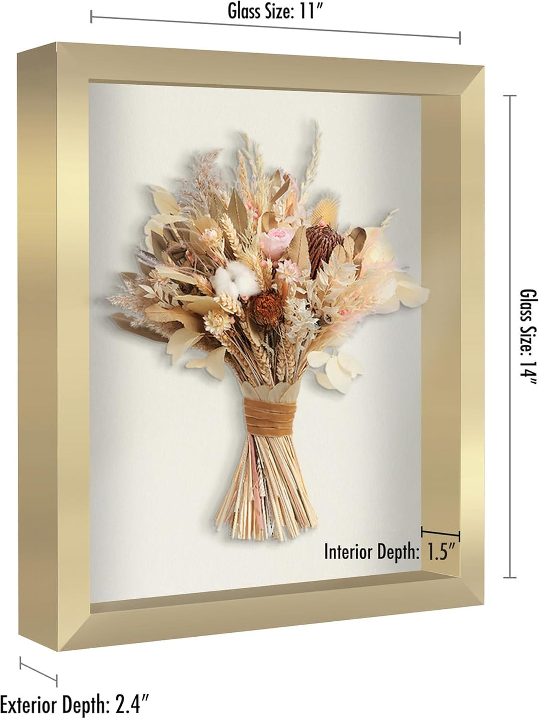 Americanflat 11x14 Shadow Box Rahmen in Gold mit weicher Leinenrückseite - Verbundholz mit poliertem
