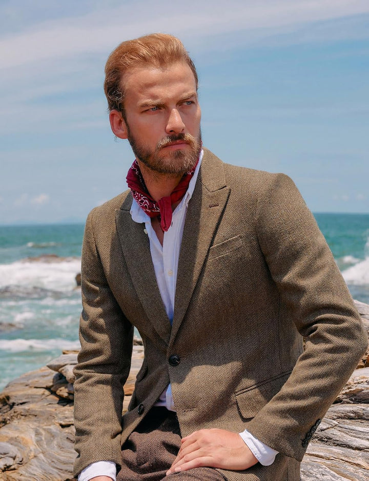 PJ Paul Jones Sakko Herren Vintage British Blazer 2 Knöpfe Tweed Jackett XXL Braun, XXL Braun