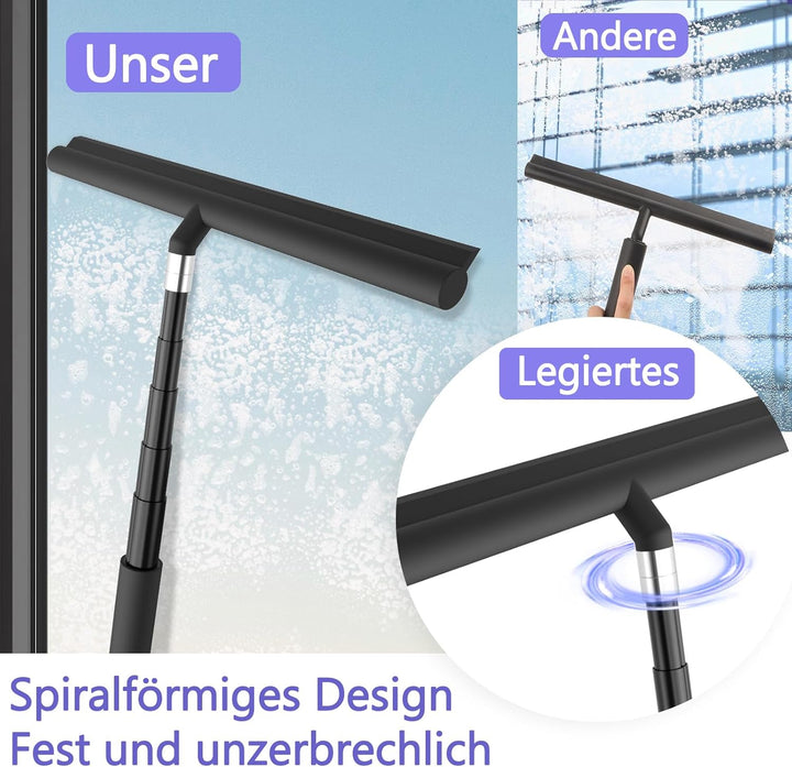 Abzieher Dusche Duschabzieher Langer Stiel Teleskopstiel 2 in 1, 30-120cm | Wasserschieber Duschabzi