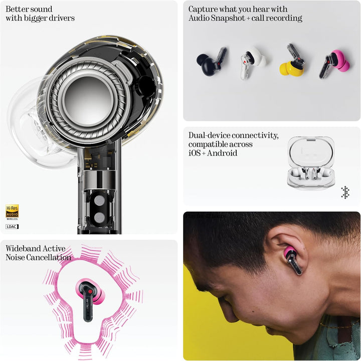 Nothing Ear (3a) Klangausgleichende Ohrhörer, 45 dB Hybrid ANC, hochauflösendes Audio mit 12 mm dyna